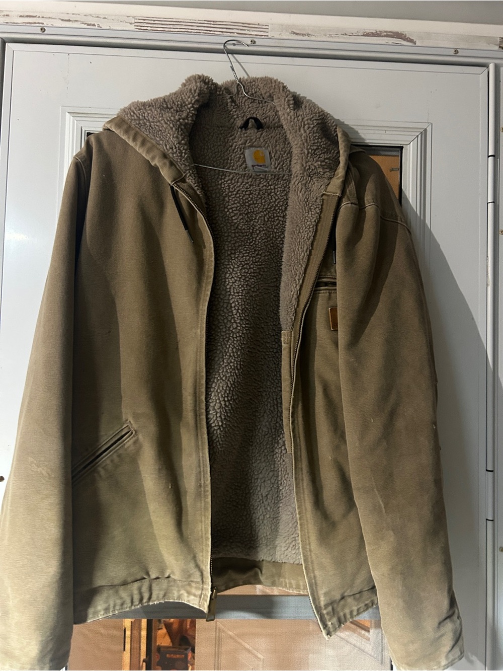 Carhartt Men’s Hooded Sherpa-Lined Jacket in Brown/Tan